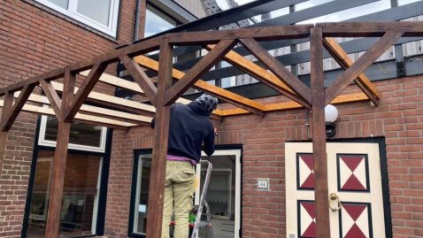 New pergola and cover with 15mm Pvc isolated glass